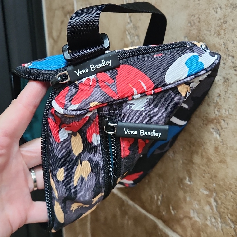 Vera Bradley Black and Red Floral Belt Bag with Ajustable Strap - Picture 6 of 7